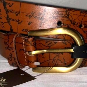 Patricia Nash Brown Leather Belt with Gold Buckle